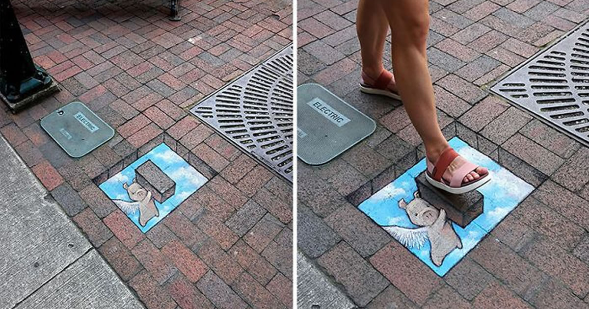 A magia da arte de rua de David Zinn: Criaturas fantásticas que ganham vida (35 fotos)