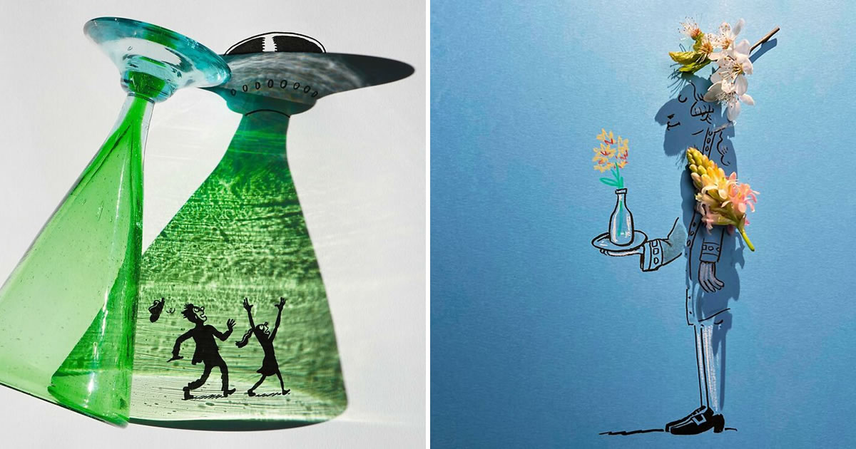 A arte nas sombras: Como Vincent Bal transforma objetos comuns em ilustrações incríveis (32 fotos)