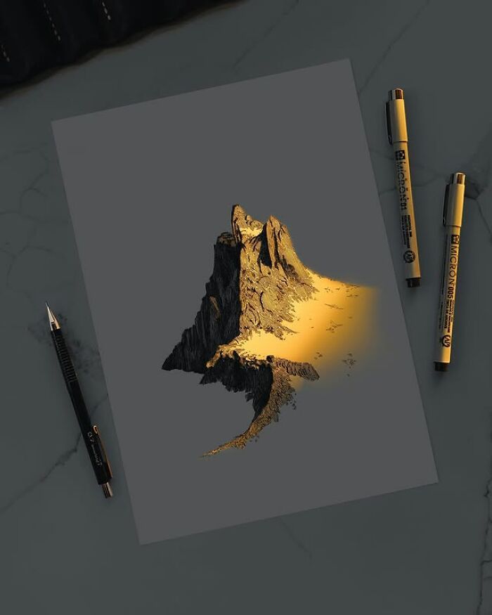 As cidades que brilham de Nikita Busyak: Quando a arquitetura ganha vida no papel (30 fotos) 10