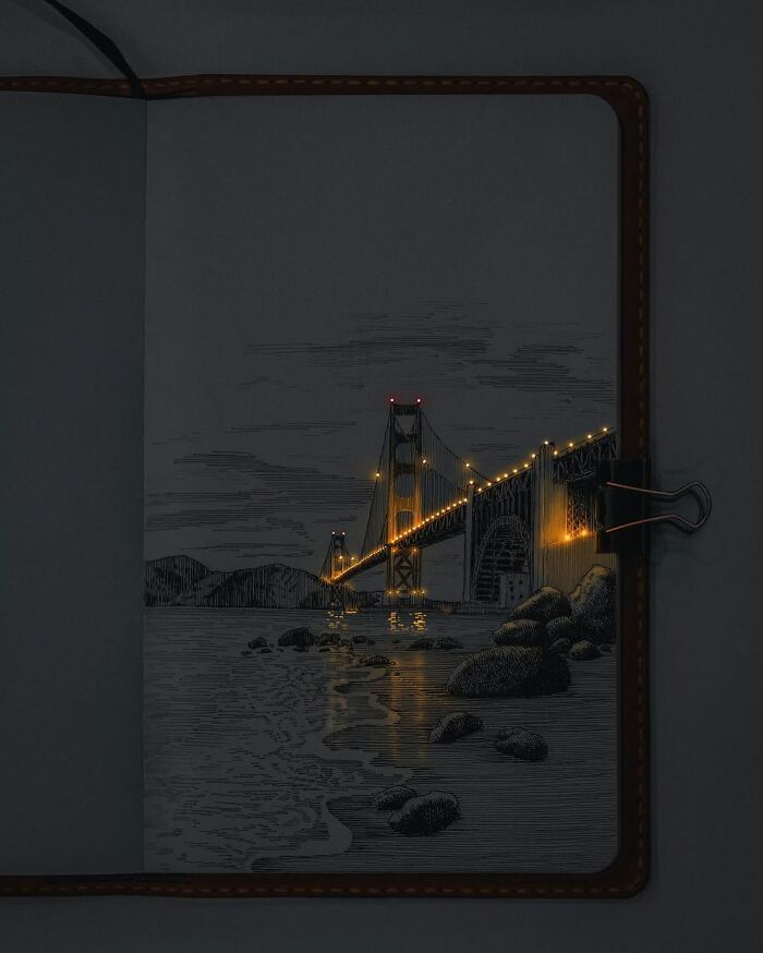 As cidades que brilham de Nikita Busyak: Quando a arquitetura ganha vida no papel (30 fotos) 23