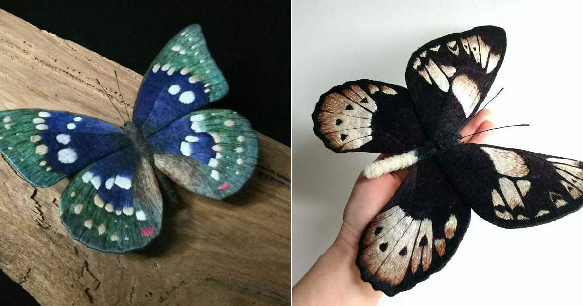 Esculturas bordadas de borboletas: A arte hipnotizante de Yumi Okita (35 fotos)