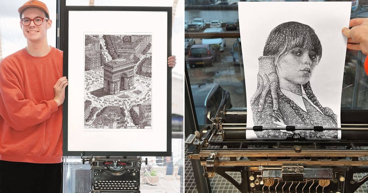 James Cook: O artista britânico que transforma máquinas de escrever em obras de arte surpreendentes (30 fotos)