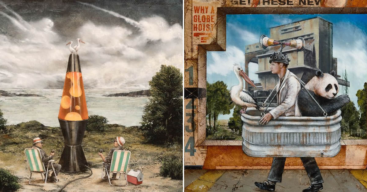 Tyson Grumm: O pintor americano que transforma sonhos estranhos em arte surrealista (20 fotos)