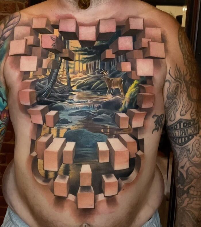 As tatuagens 3D surreais de Jesse Rix: Janelas para outros mundos na pele (32 fotos) 2