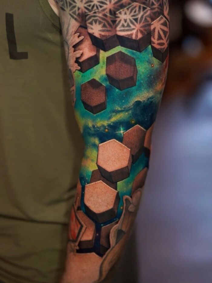 As tatuagens 3D surreais de Jesse Rix: Janelas para outros mundos na pele (32 fotos) 8