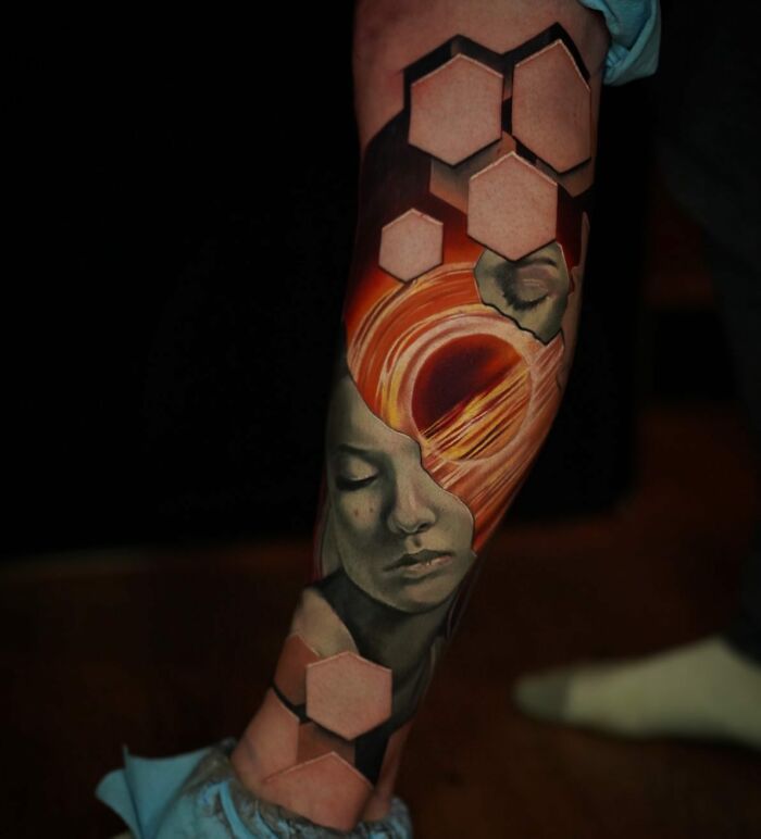 As tatuagens 3D surreais de Jesse Rix: Janelas para outros mundos na pele (32 fotos) 19