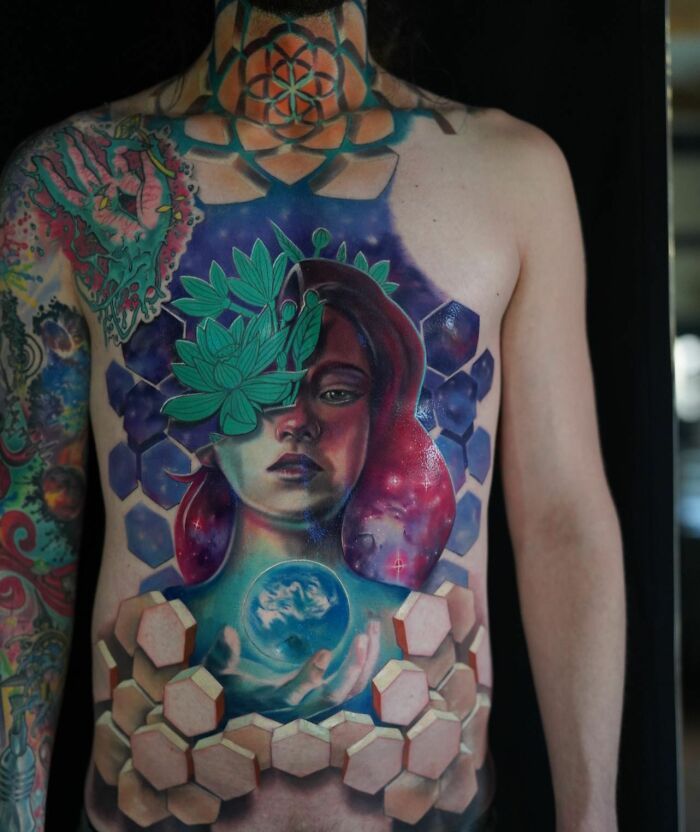 As tatuagens 3D surreais de Jesse Rix: Janelas para outros mundos na pele (32 fotos) 20