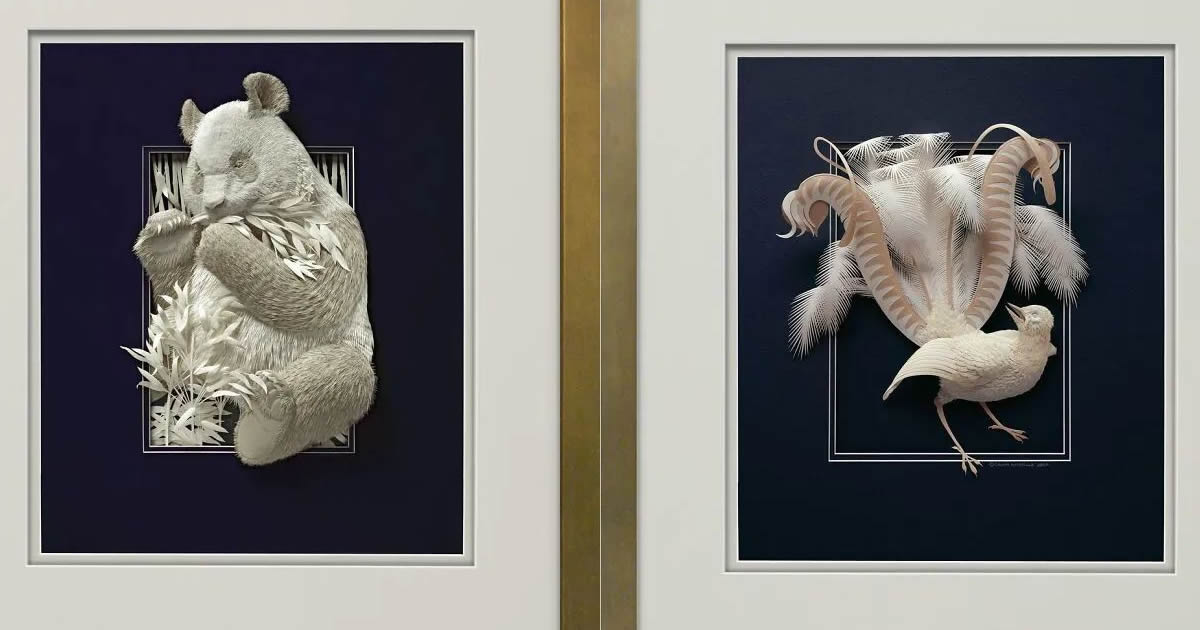 Calvin Nicholls: o artista que transforma papel em esculturas de vida selvagem (34 fotos)