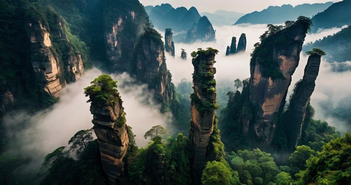 Wulingyuan, China — As montanhas que tocam o céu