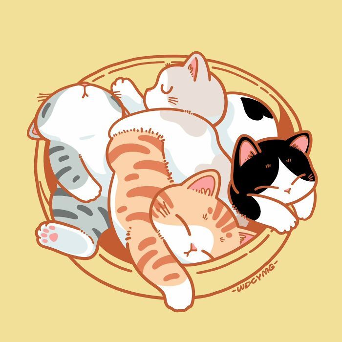 As ilustrações mais fofas da internet: artista chinesa transforma seu gato em pura terapia visual (30 fotos) 12