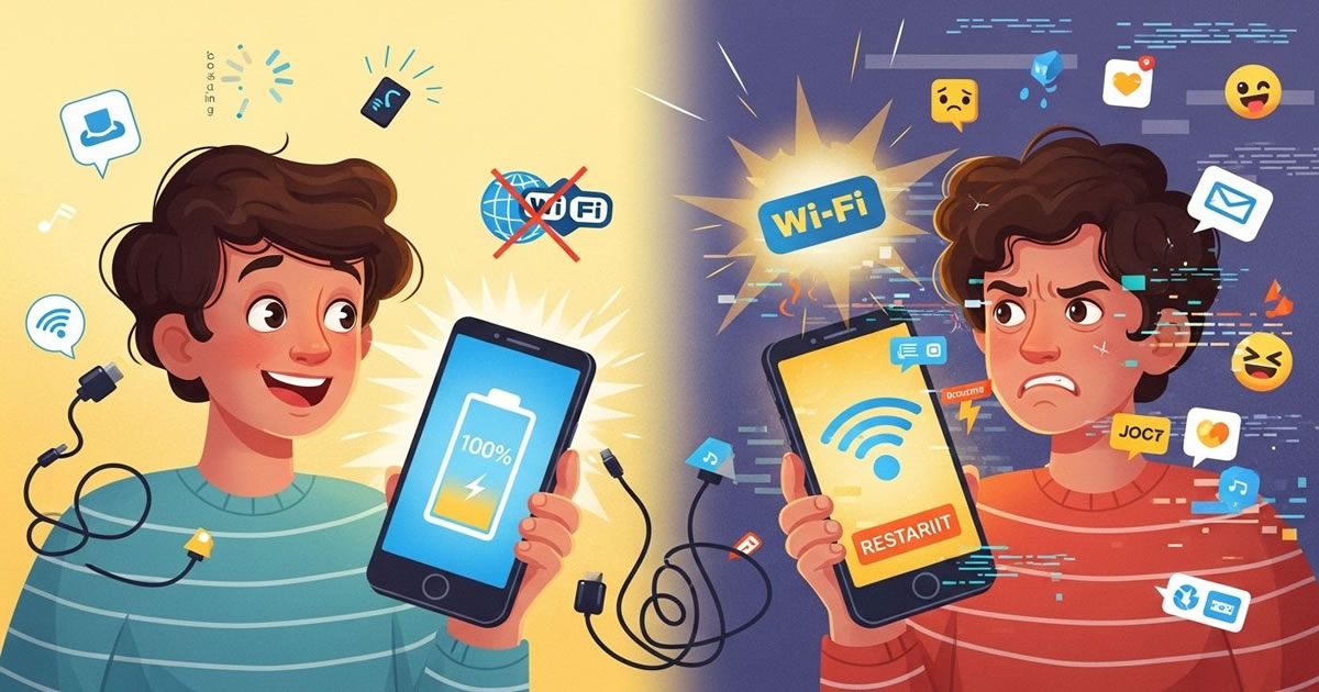 Dilema da vida moderna: Bateria eterna ou Wi-Fi infinito (Mas com bug Existencial)?