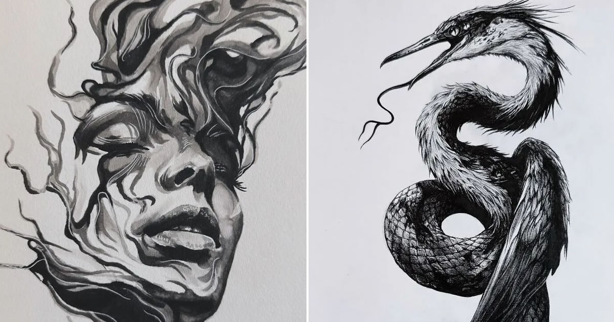 Entre o belo e o sombrio: A artista que transforma o medo em arte hipnotizante (34 fotos)
