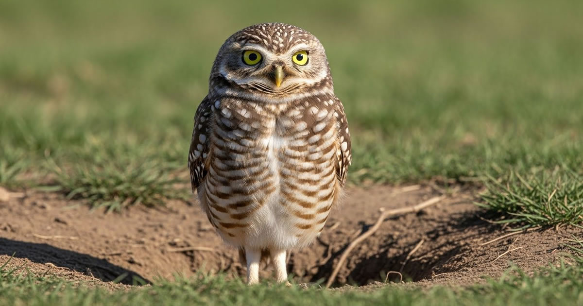 Coruja-buraqueira. O pelúcia que mora no chão