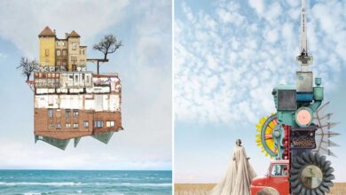 Artista transforma arquitetura e retratos antigos em colagens que parecem pinturas da alma (37 fotos) 39