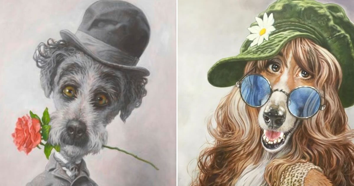 Artista transforma celebridades e obras clássicas em retratos hiper-realistas de cães cheios de atitude (17 fotos)