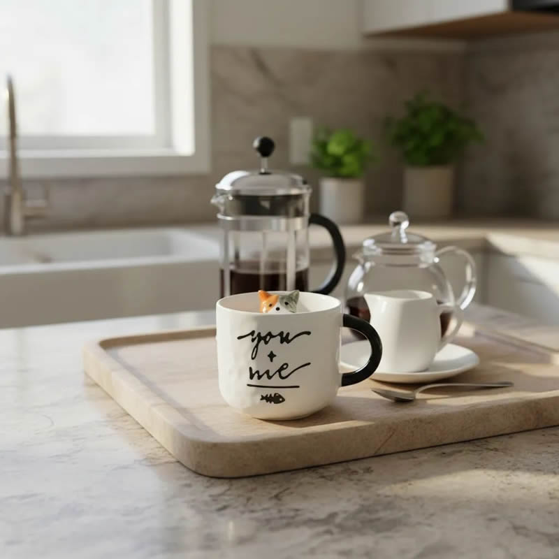 Caneca com gatinho 3D: xícara criativa e fofa para presente de quem ama gatos - Imagem 3