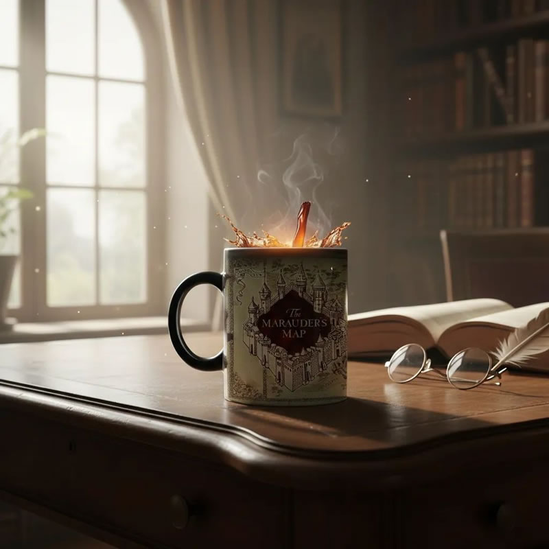 Caneca mágica Harry Potter mapa do maroto que revela o segredo com bebida quente - Imagem 1