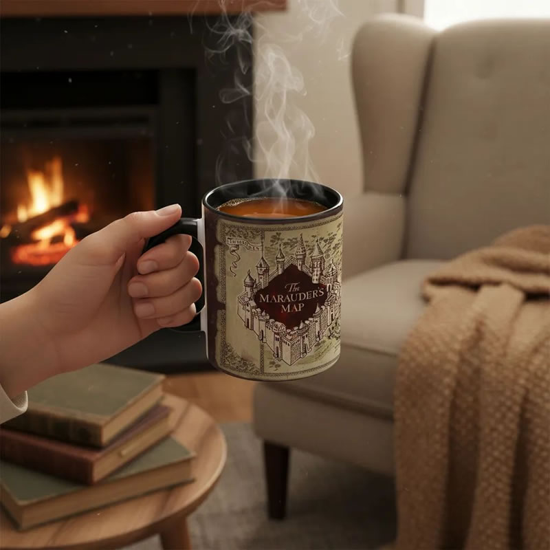 Caneca mágica Harry Potter mapa do maroto que revela o segredo com bebida quente - Imagem 4