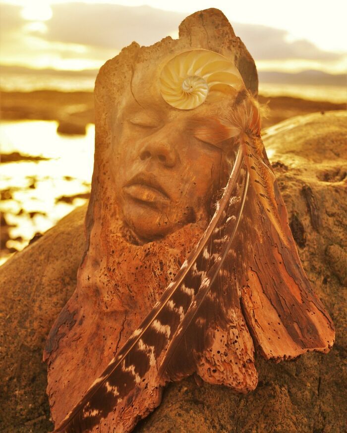 Esculturas feitas com madeira revelam rostos e emoções escondidos na própria natureza (29 fotos) 18