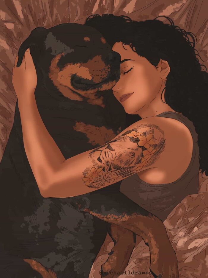 Retratos digitais hiper-realistas emocionam ao capturar o amor entre pessoas e seus animais (32 fotos)