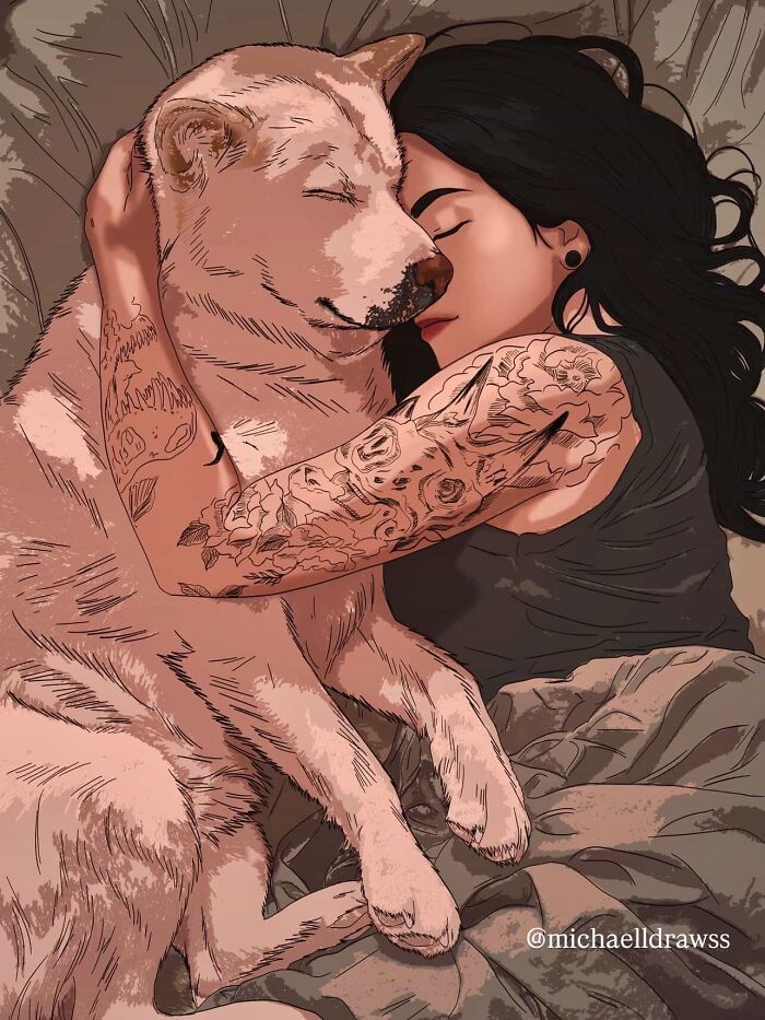 Retratos digitais hiper-realistas emocionam ao capturar o amor entre pessoas e seus animais (32 fotos) 6