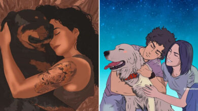 Retratos digitais hiper-realistas emocionam ao capturar o amor entre pessoas e seus animais