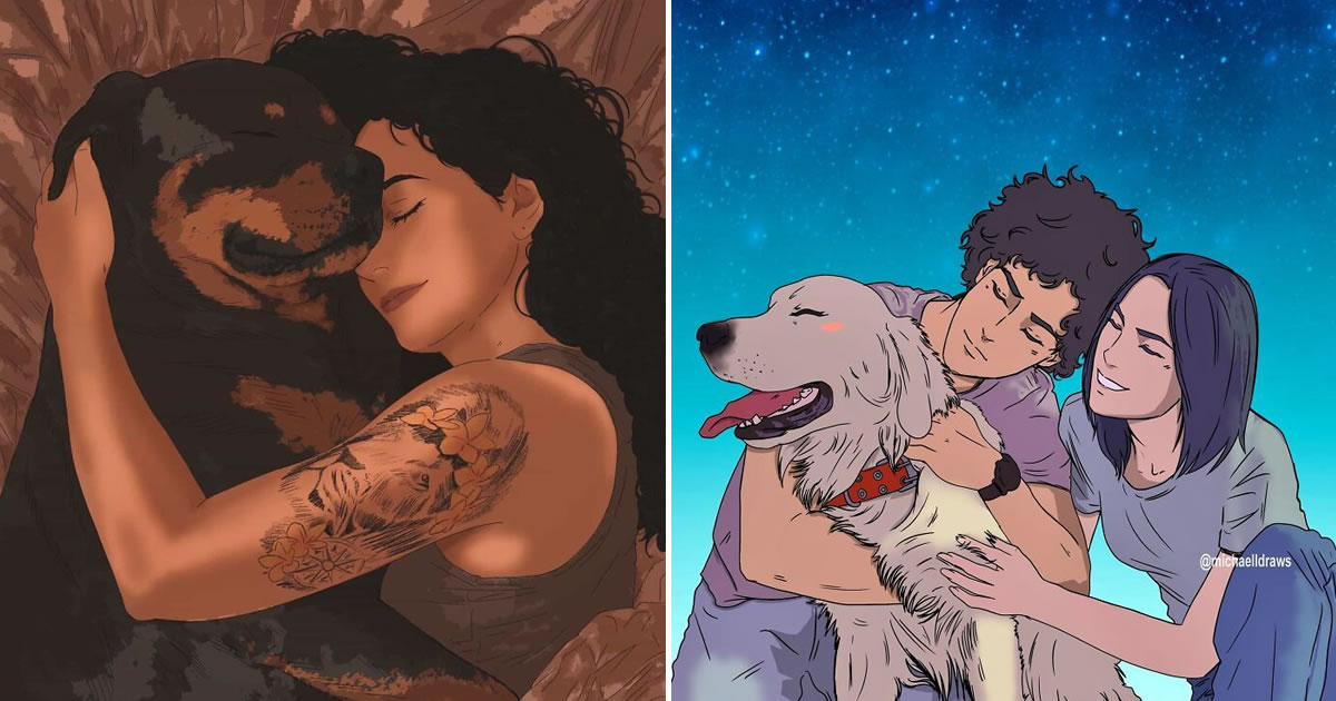Retratos digitais hiper-realistas emocionam ao capturar o amor entre pessoas e seus animais (32 fotos)