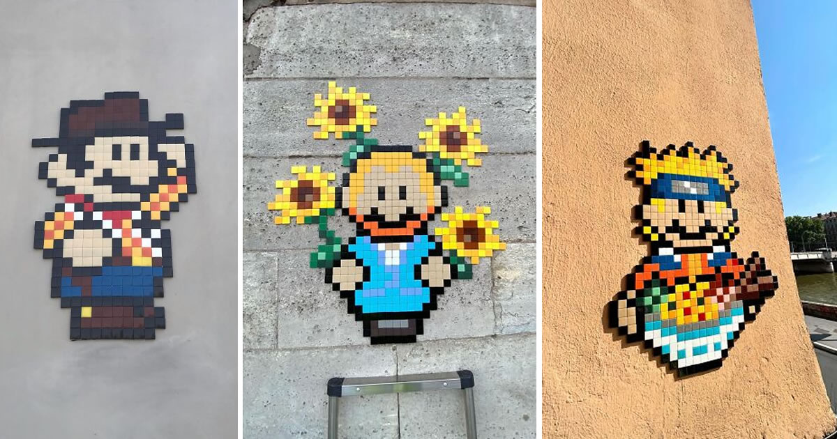 IN THE WOUP transforma ruas em nostalgia gamer com mosaicos inspirados em Mario (35 fotos)