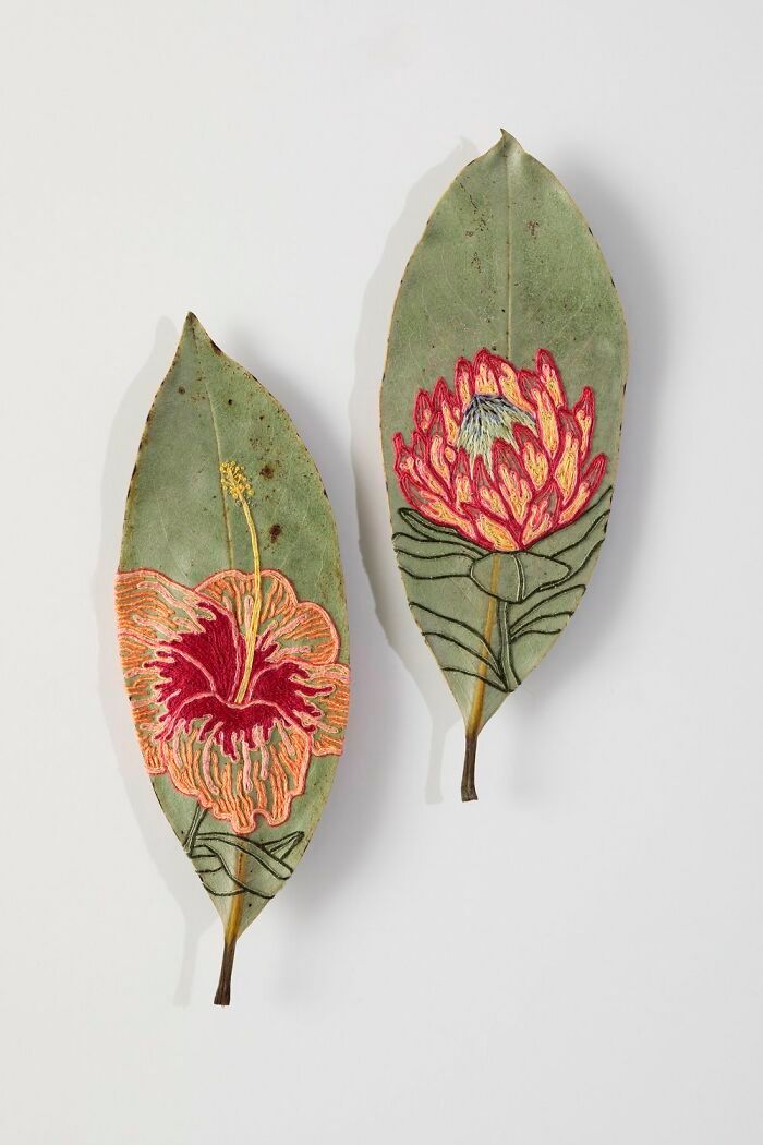 Arte com folhas naturais costuradas: o que essa artista faz parece impossível (30 fotos) 13