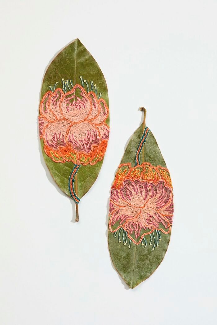 Arte com folhas naturais costuradas: o que essa artista faz parece impossível (30 fotos) 16