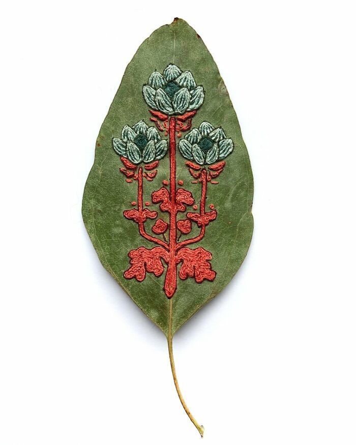 Arte com folhas naturais costuradas: o que essa artista faz parece impossível (30 fotos) 17