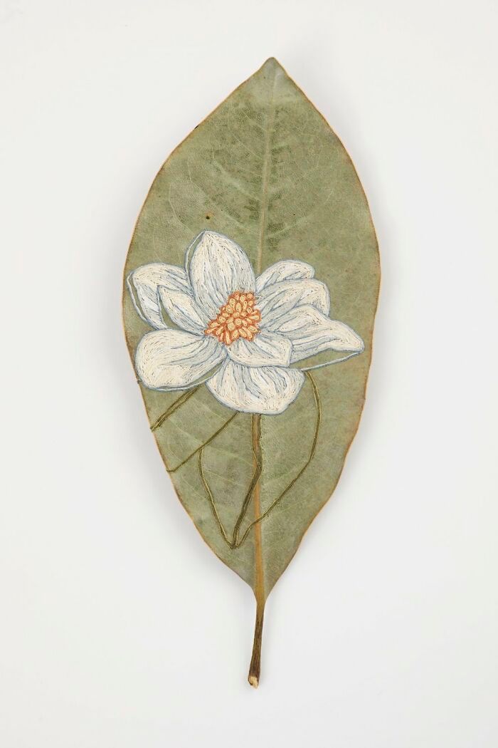Arte com folhas naturais costuradas: o que essa artista faz parece impossível (30 fotos) 23