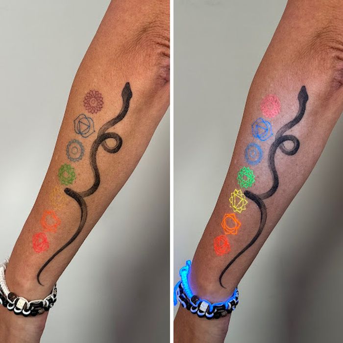 Tatuagem UV realista: a arte escondida na pele que só aparece no escuro (28 fotos) 6