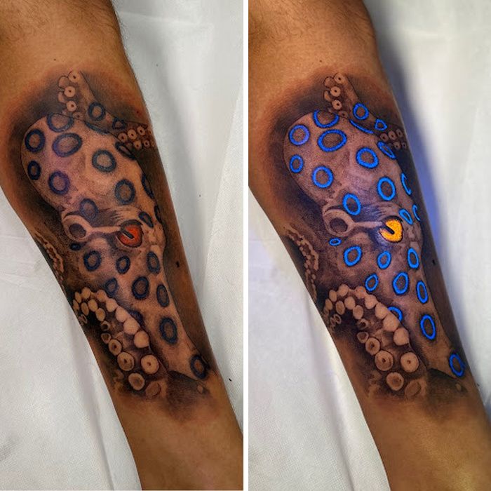 Tatuagem UV realista: a arte escondida na pele que só aparece no escuro (28 fotos) 11