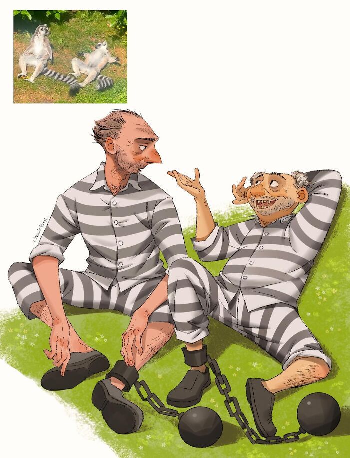 Animais transformados em pessoas: as ilustrações impressionantes que revelam personalidades escondidas (22 fotos) 9 Animais transformados em pessoas: as ilustrações impressionantes que revelam personalidades escondidas (22 fotos) 9