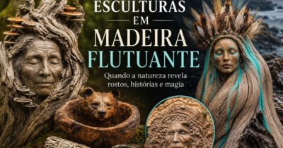 Esculturas em madeira flutuante parecem revelar rostos escondidos pela natureza há séculos (27 fotos)