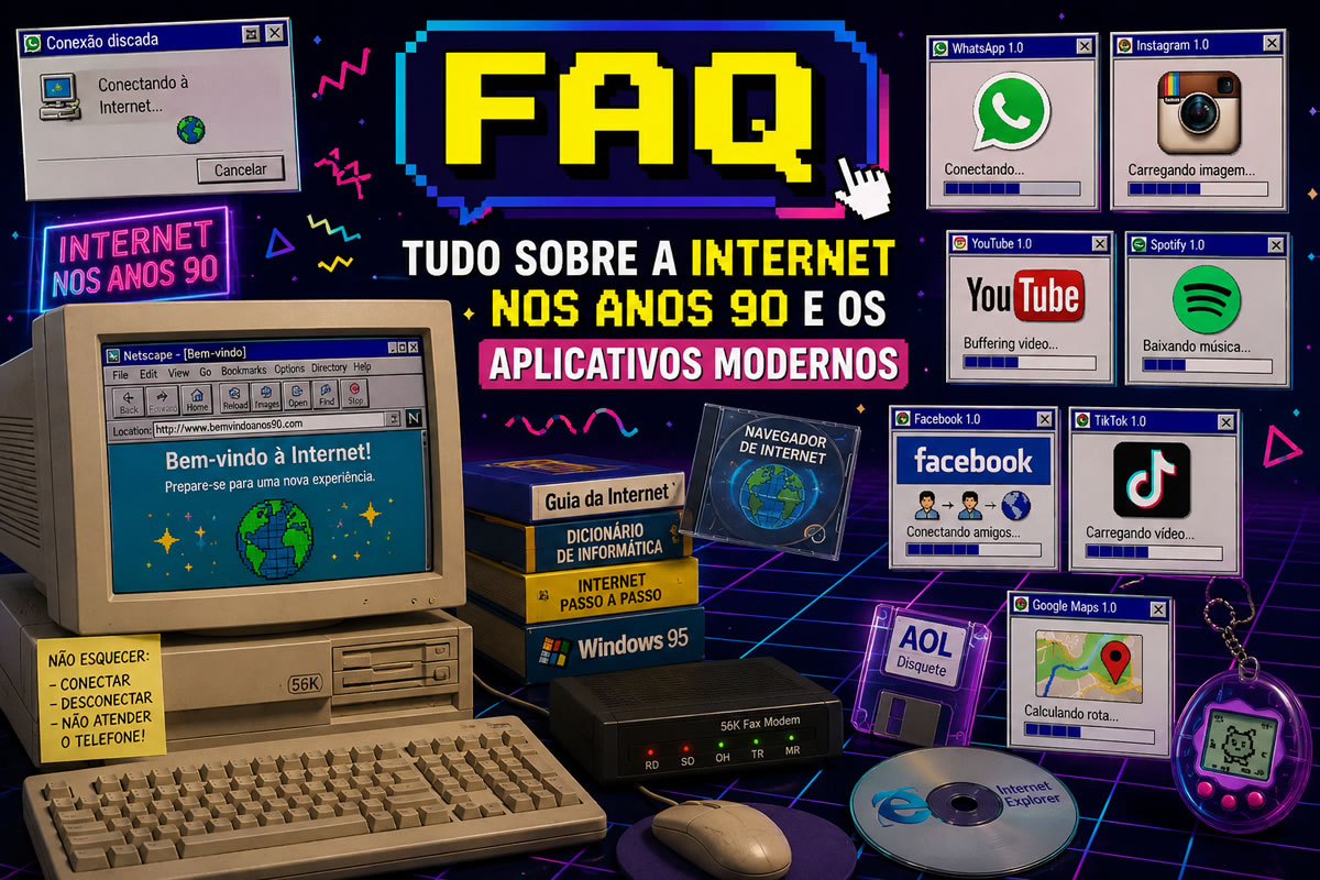 Tudo sobre a internet nos anos 90 e os aplicativos modernos