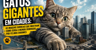 Gatos gigantes em cidades: as imagens surreais que mostram como seria o mundo dominado por felinos enormes (30 fotos)
