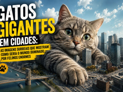 Gatos gigantes em cidades: as imagens surreais que mostram como seria o mundo dominado por felinos enormes (30 fotos)