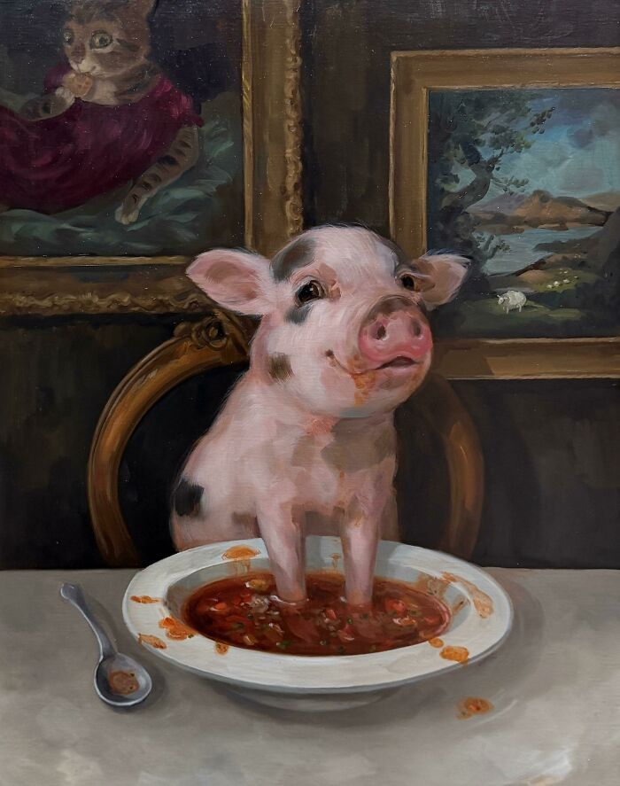 Retratos de animais engraçados: As pinturas que fazem cachorros e gatos parecerem mais humanos que muita fente (31 fotos) 7 Retratos de animais engraçados: As pinturas que fazem cachorros e gatos parecerem mais humanos que muita fente (31 fotos) 7