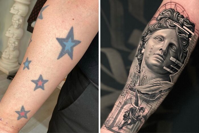 Tatuagem para cobrir cicatriz: Como artistas transformam marcas em verdadeiras obras de arte (25 fotos) 21 Tatuagem para cobrir cicatriz: Como artistas transformam marcas em verdadeiras obras de arte (25 fotos) 21