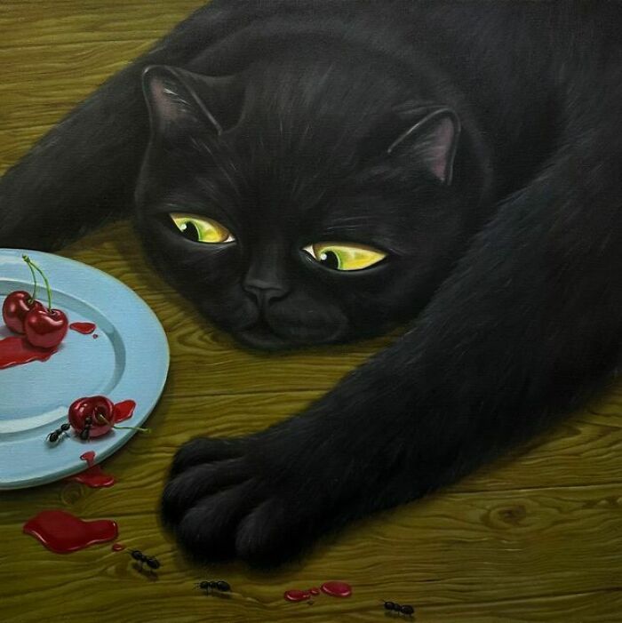 Pinturas de gatos pretos parecem tranquilas, mas escondem detalhes que mudam tudo (30 fotos) 19 Pinturas de gatos pretos parecem tranquilas, mas escondem detalhes que mudam tudo (30 fotos) 19