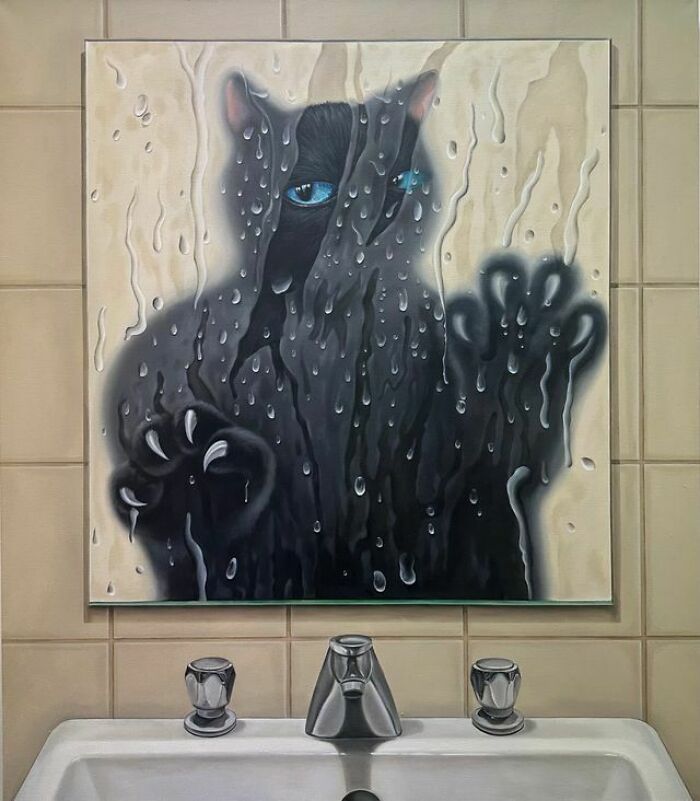 Pinturas de gatos pretos parecem tranquilas, mas escondem detalhes que mudam tudo (30 fotos) 21 Pinturas de gatos pretos parecem tranquilas, mas escondem detalhes que mudam tudo (30 fotos) 21